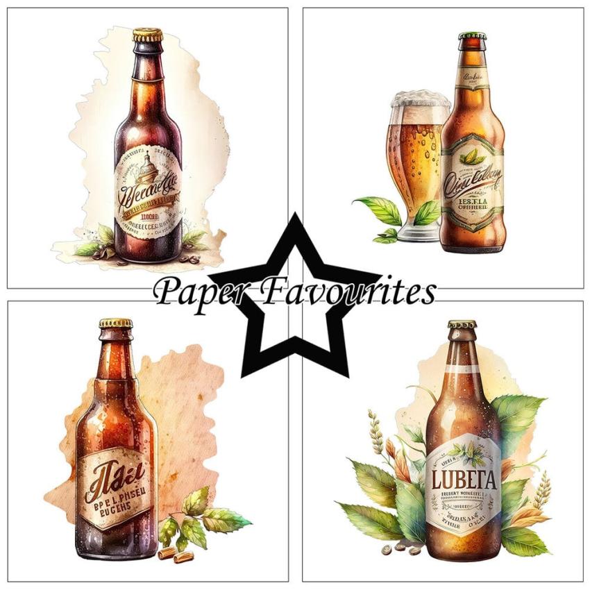 Paper Favourites - Designpapier "Bottle of Beer" Paper Pack 6x6 Inch - 24 Bogen