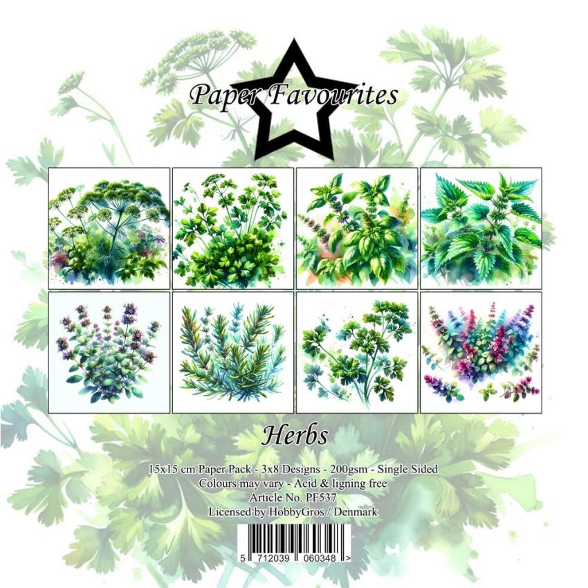 Paper Favourites - Designpapier "Herbs" Paper Pack 6x6 Inch - 24 Bogen