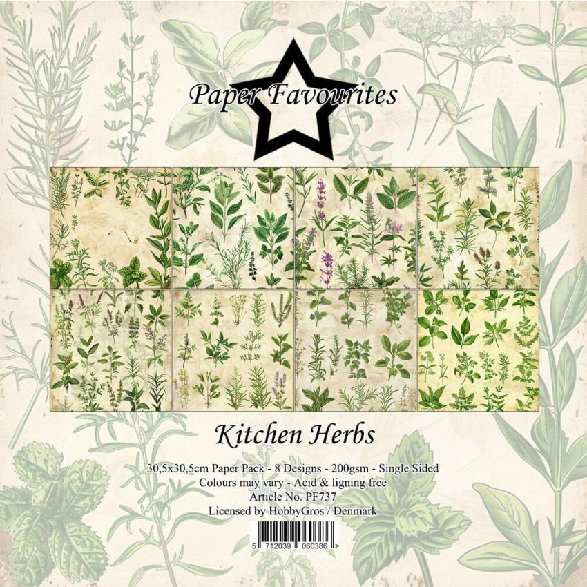 Paper Favourites - Designpapier "Kitchen Herbs" Paper Pack 12x12 Inch 8 Bogen