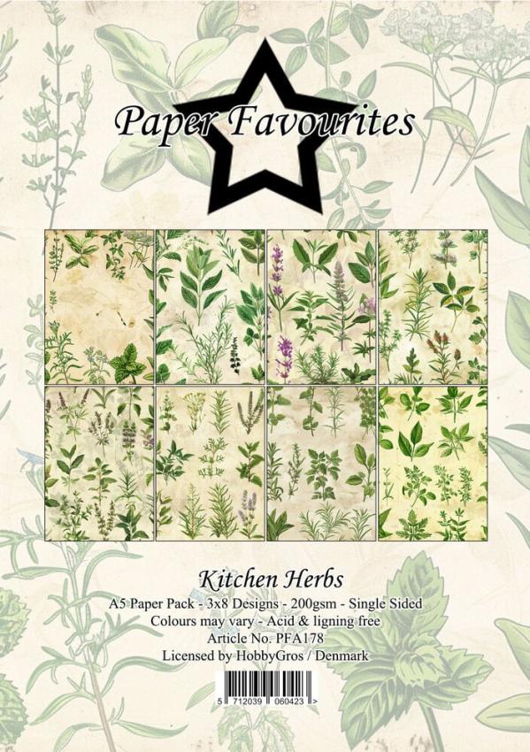 Paper Favourites - Designpapier "Kitchen Herbs" Paper Pack A5 - 24 Bogen