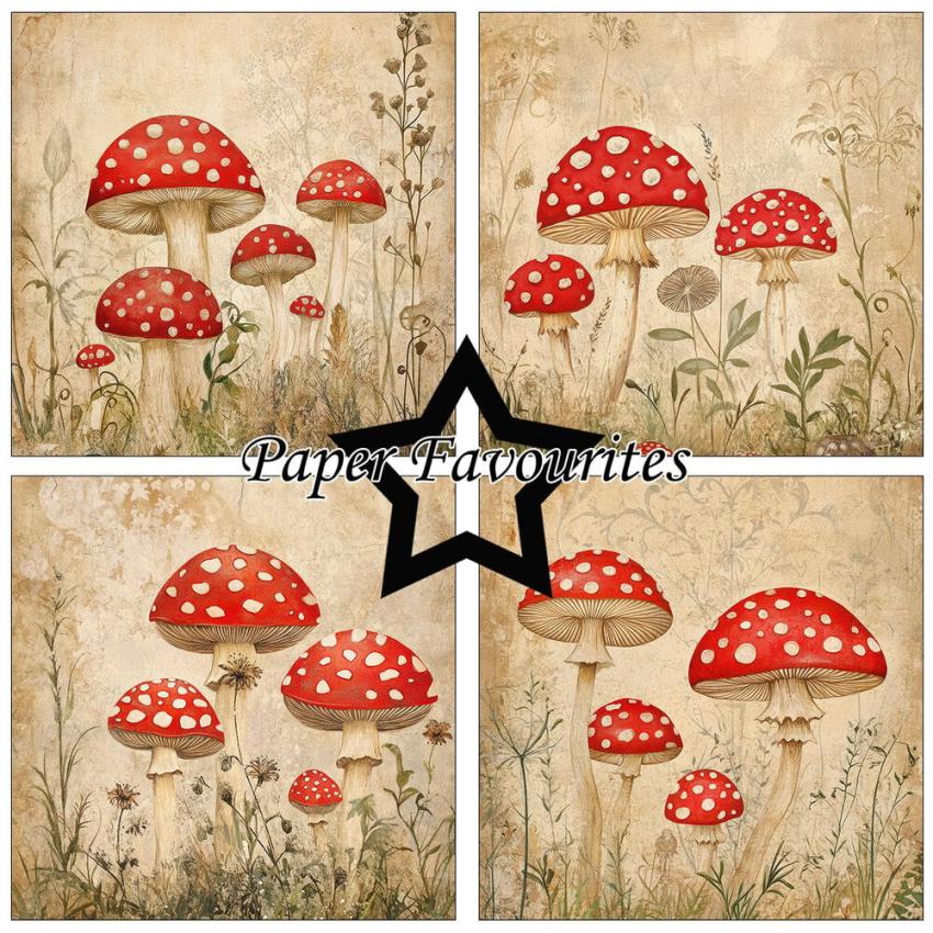 Paper Favourites - Designpapier "Rustic Mushrooms" Paper Pack 6x6 Inch - 24 Bogen