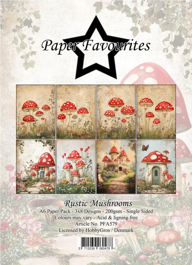 Paper Favourites - Designpapier "Rustic Mushrooms" Paper Pack A6 - 24 Bogen
