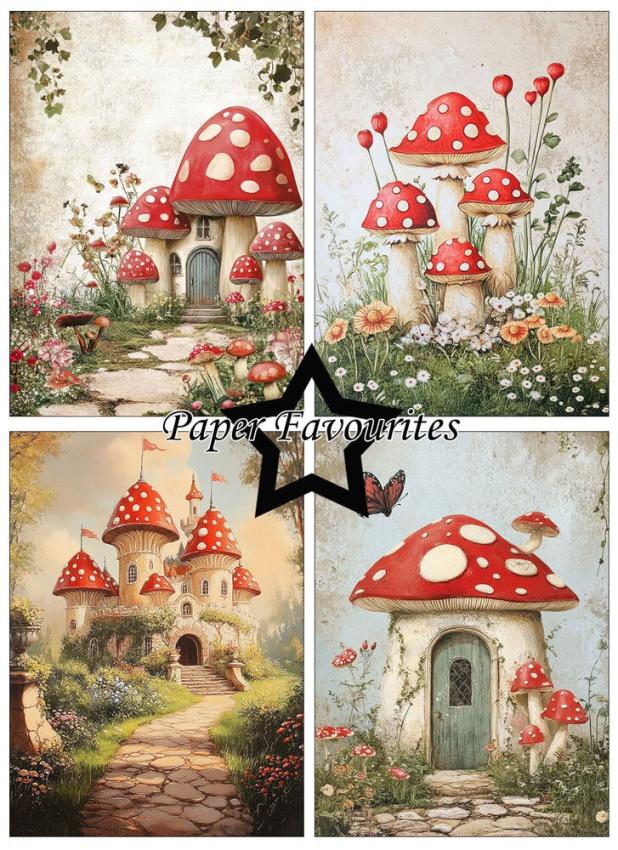Paper Favourites - Designpapier "Rustic Mushrooms" Paper Pack A6 - 24 Bogen