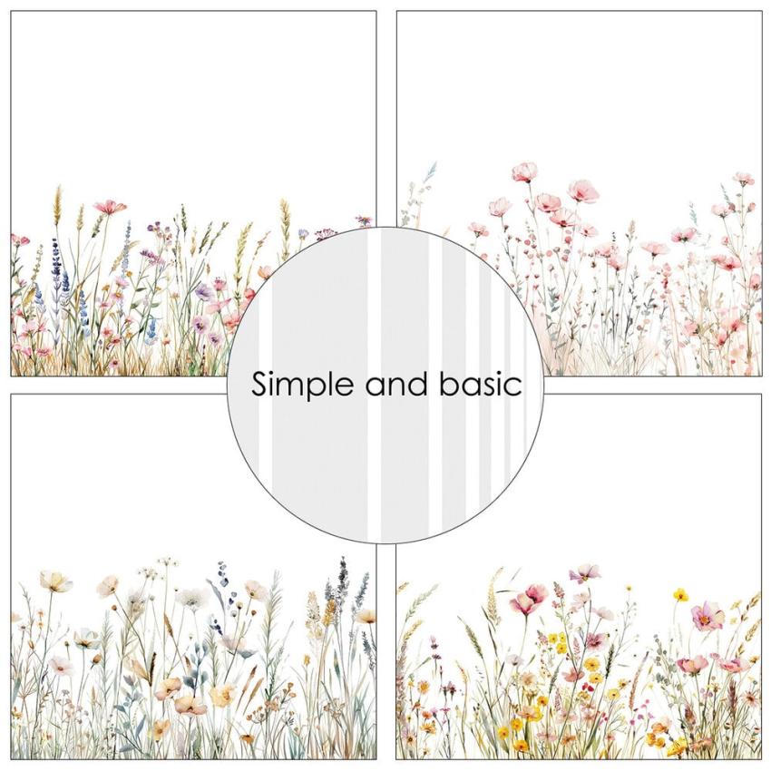 Simple and Basic - Designpapier "Floral Borders" Paper Pack 6x6 Inch - 24 Bogen 