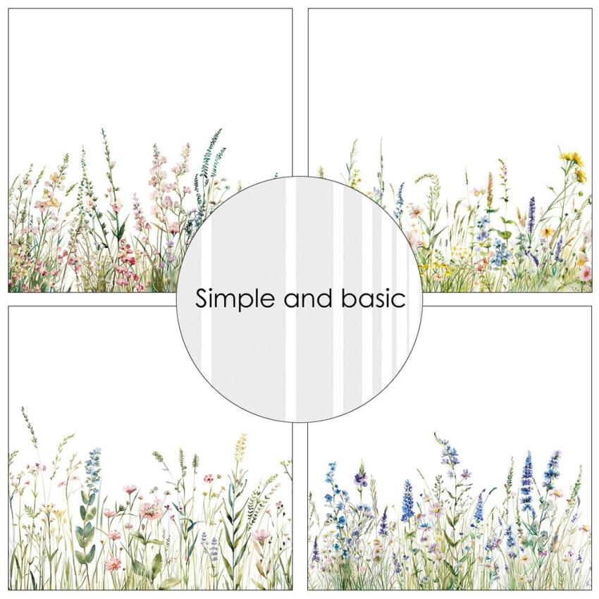 Simple and Basic - Designpapier "Floral Borders" Paper Pack 6x6 Inch - 24 Bogen 