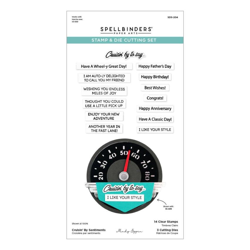 Spellbinders - Stempelset & Stanzschablone "Cruisin' By Sentiments" Clear Stamps & Dies