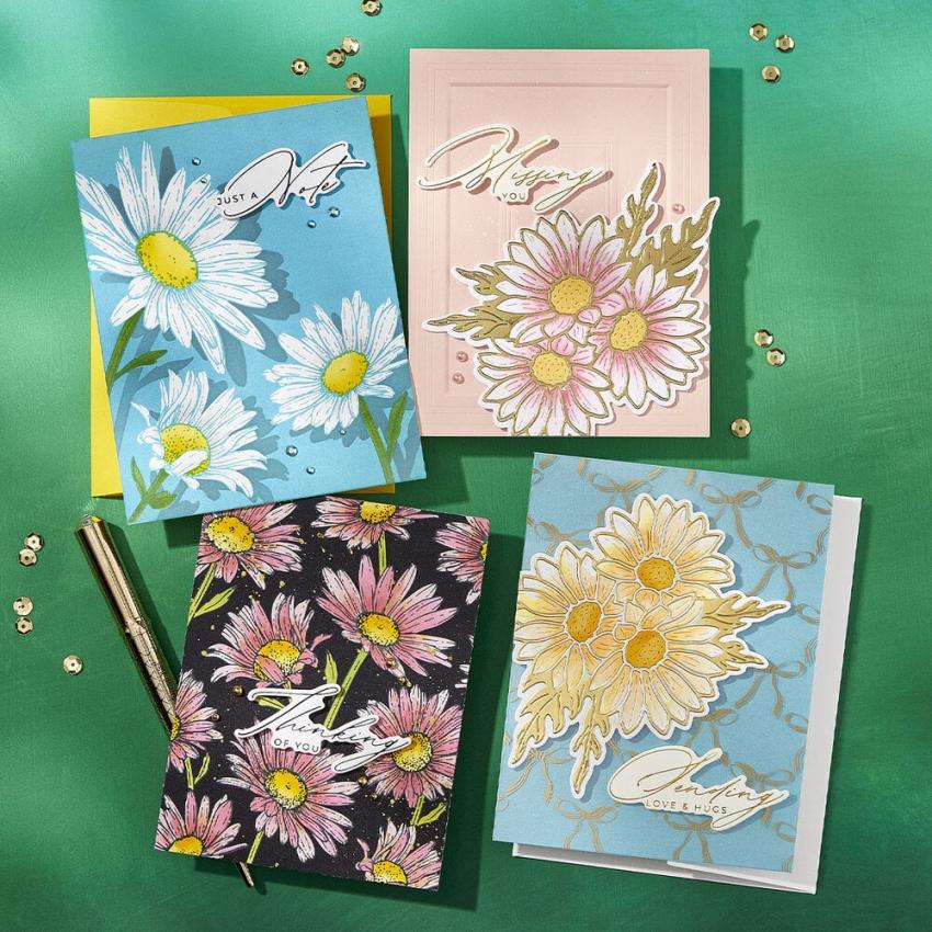 Spellbinders - Buchdrucktechnik "Daisy Shower" BetterPress Plate & Stencil