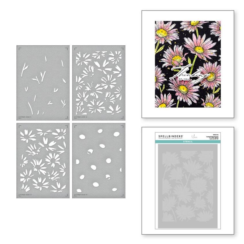 Spellbinders - Buchdrucktechnik "Daisy Shower" BetterPress Plate & Stencil