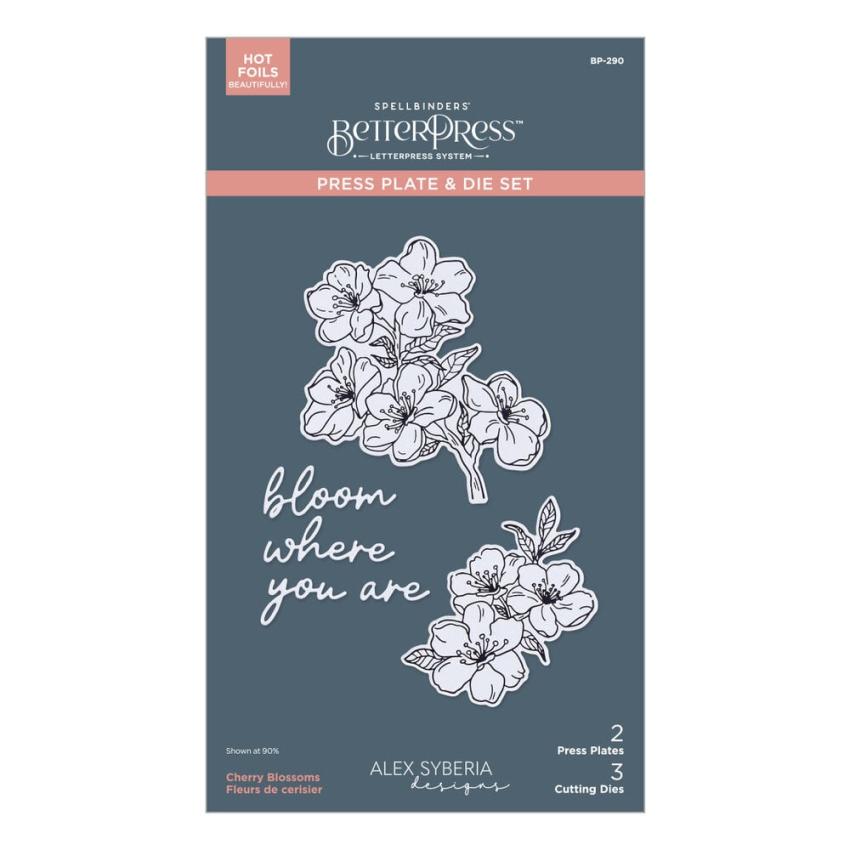 Spellbinders - Buchdrucktechnik "Cherry Blossoms" BetterPress Plate & Dies