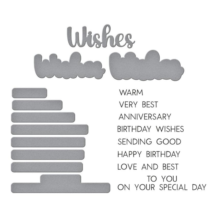 Spellbinders - Stempelset & Stanzschablone "Best Wishes Sentiment" Clear Stamps & Dies