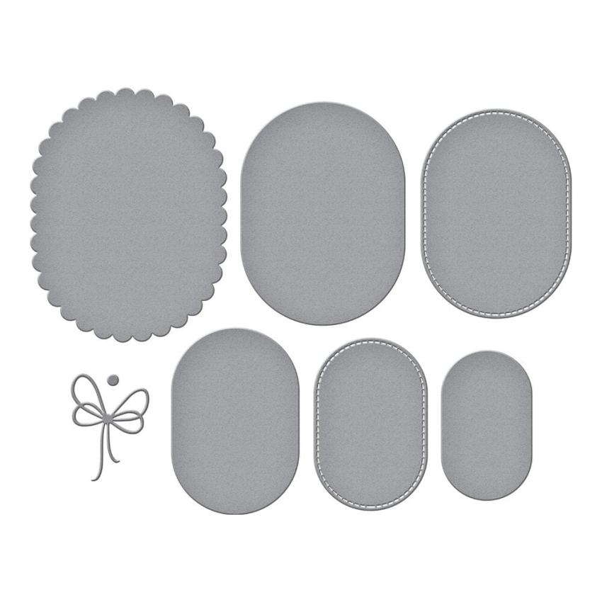 Spellbinders - Stanzschablone "Scallop and Stitched Edge Ovals" Dies