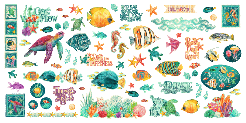 Graphic 45 - Stanzteile "Seas the Day" Ephemera