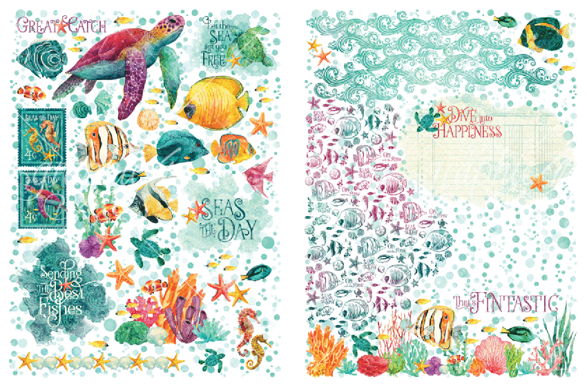 Graphic 45 - Transfer Aufkleber "Seas the Day" Rub-On