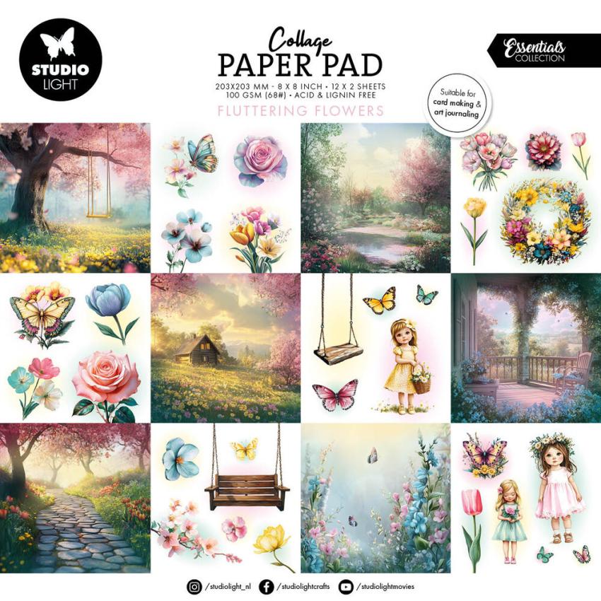 Studio Light - Designpapier "Fluttering Flowers" Paper Pack 8x8 Inch - 24 Bogen