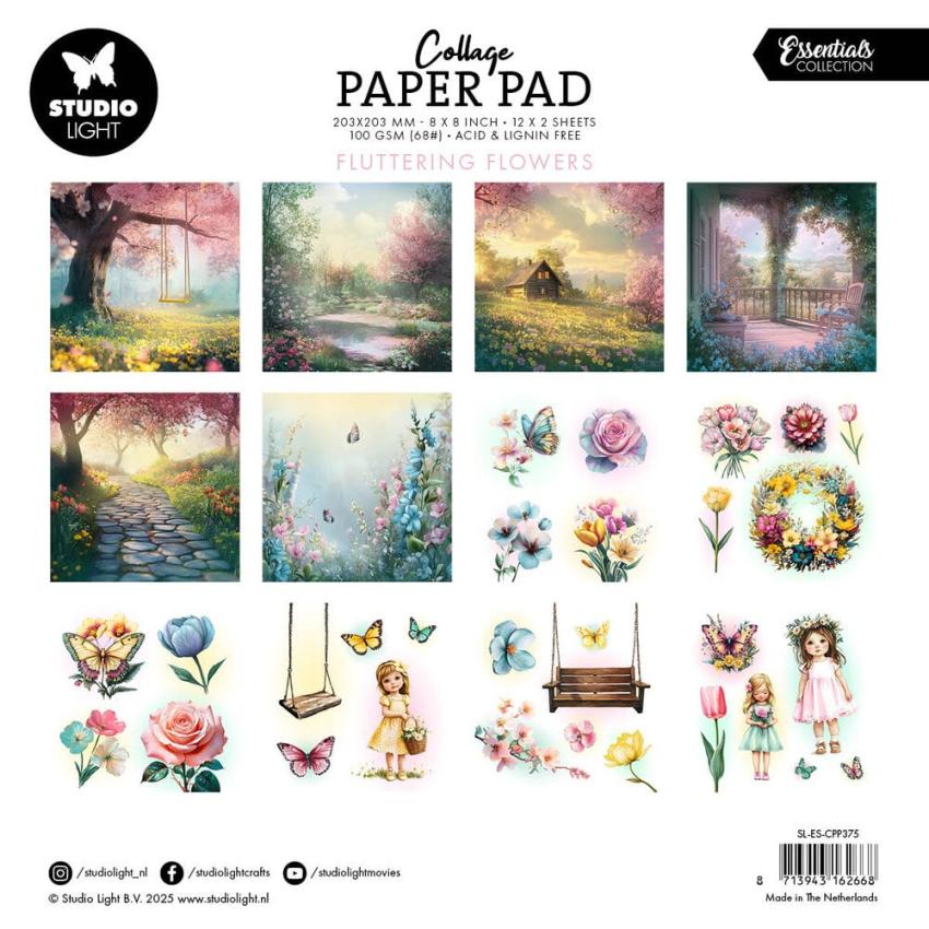 Studio Light - Designpapier "Fluttering Flowers" Paper Pack 8x8 Inch - 24 Bogen
