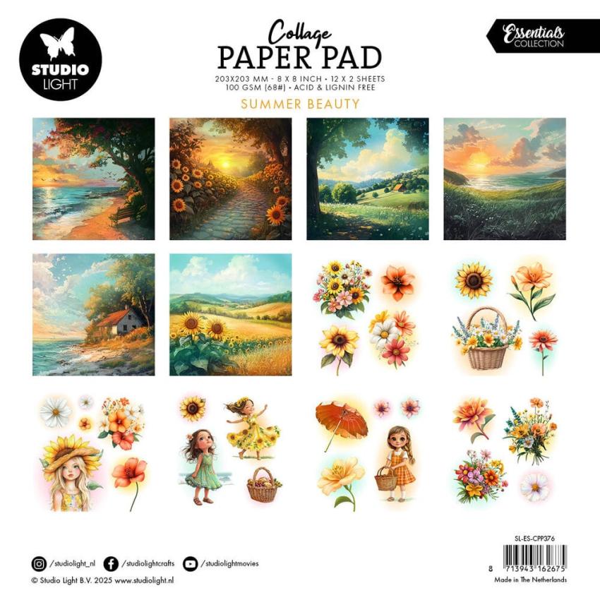 Studio Light - Designpapier "Summer Beauty" Paper Pack 8x8 Inch - 24 Bogen