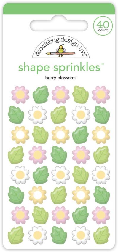Doodlebug Design - Epoxy Sticker "Berry Sweet Blossoms" Shape Sprinkles