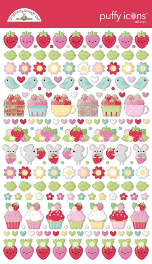 Doodlebug Design - Aufkleber "Berry Sweet" Puffy Icons Sticker