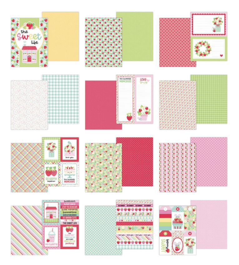 Doodlebug Design - Designpapier "Berry Sweet" Paper Pack 6x8 Inch - 24 Bogen
