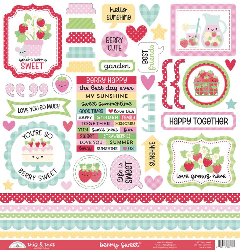 Doodlebug Design - Aufkleber "Berry Sweet" Sticker This & That