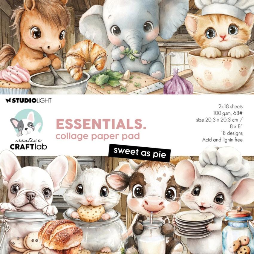 Creative Craft Lab - Studio Light - Designpapier "Sweet as Pie" Collage Paper Pad 20,3x20,3 cm - 36 Bogen