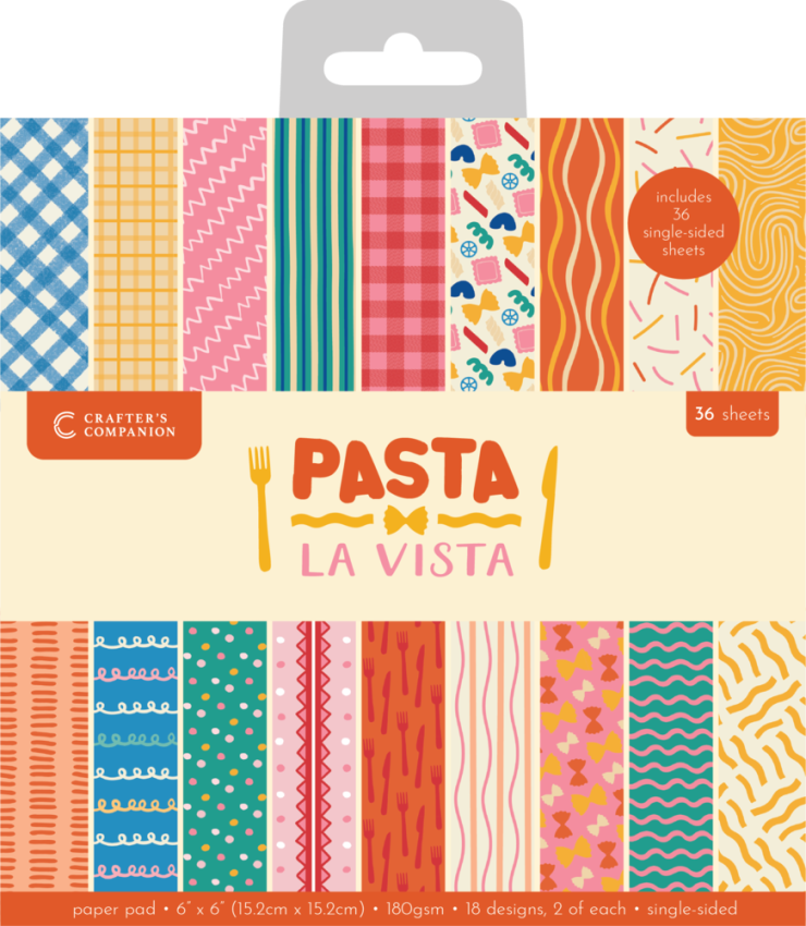 Crafters Companion - Designpapier "Pasta La Vista" Paper Pack 6x6 Inch - 36 Bogen