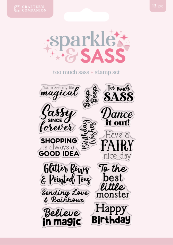 Crafters Companion - Stempelset "Too Much Sass Sentiments" Clear Stamps