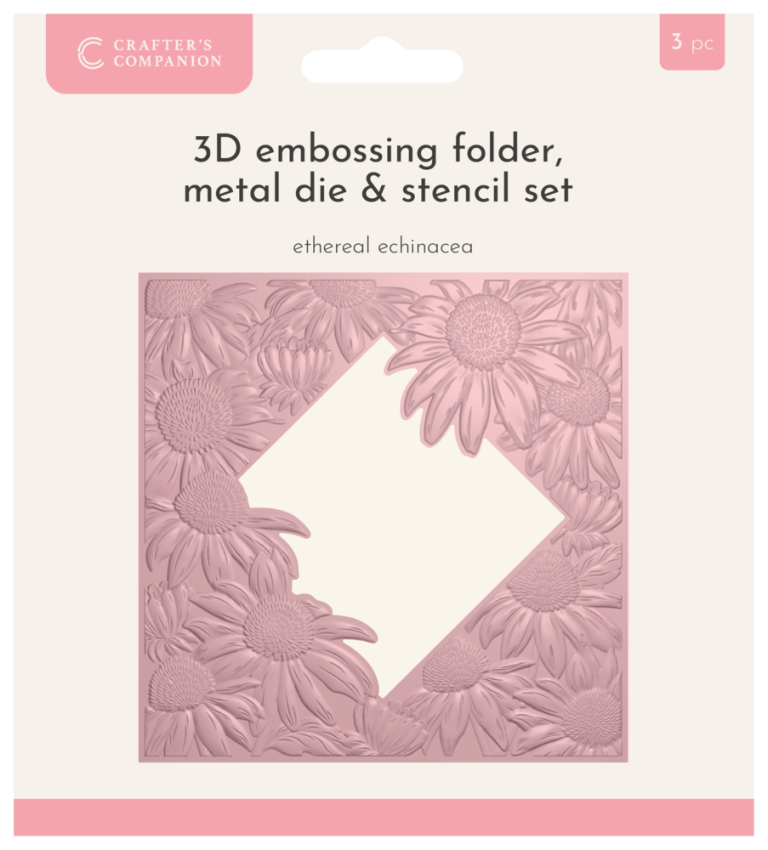 Crafters Companion - Prägefolder, Stanzschablone,Schablone "Ethereal Echinacea" Embossingfolder, Dies,Stencil