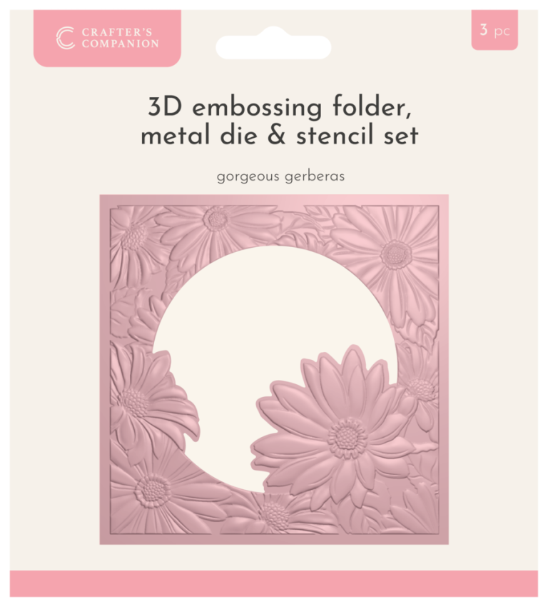 Crafters Companion - Prägefolder, Stanzschablone,Schablone "Gorgeous Gerberas" Embossingfolder, Dies,Stencil