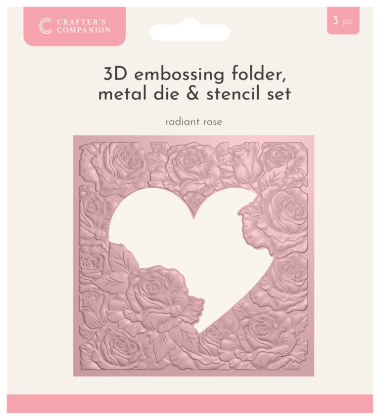 Crafters Companion - Prägefolder, Stanzschablone,Schablone "Radiant Rose" Embossingfolder, Dies,Stencil