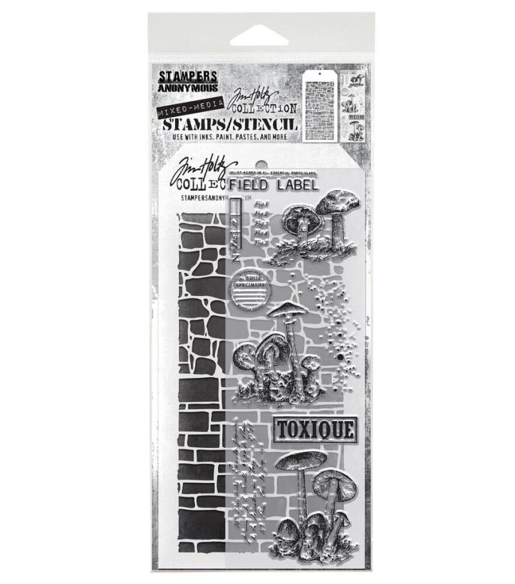 Stampers Anonymous - Stempelset & Schablone "Mixed Media #12" Clear Stamp & Stencil Design by Tim Holtz