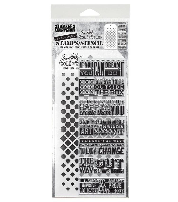 Stampers Anonymous - Stempelset & Schablone "Mixed Media #17" Clear Stamp & Stencil Design by Tim Holtz