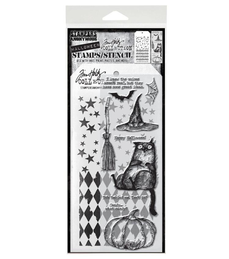Stampers Anonymous - Stempelset & Schablone "Mixed Media #25" Clear Stamp & Stencil Design by Tim Holtz