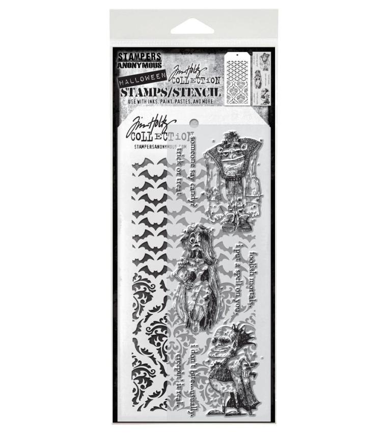Stampers Anonymous - Stempelset & Schablone "Mixed Media #26" Clear Stamp & Stencil Design by Tim Holtz