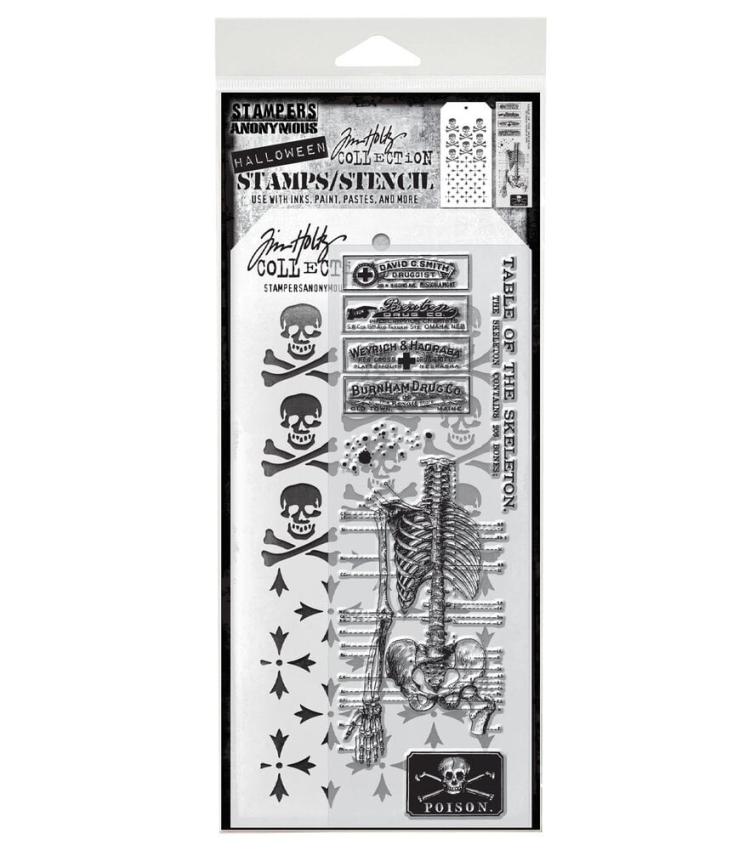 Stampers Anonymous - Stempelset & Schablone "Mixed Media #29" Clear Stamp & Stencil Design by Tim Holtz