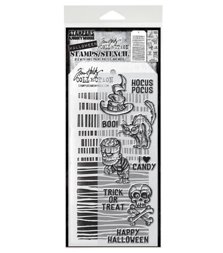 Stampers Anonymous - Stempelset & Schablone "Mixed Media #30" Clear Stamp & Stencil Design by Tim Holtz