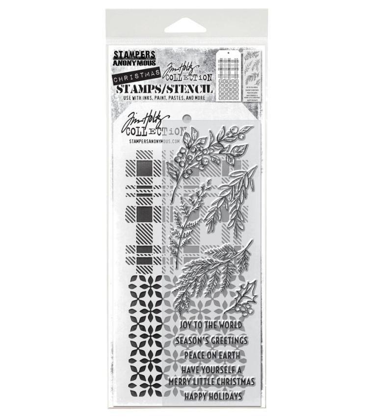 Stampers Anonymous - Stempelset & Schablone "Mixed Media #32" Clear Stamp & Stencil Design by Tim Holtz