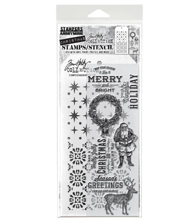 Stampers Anonymous - Stempelset & Schablone "Mixed Media #35" Clear Stamp & Stencil Design by Tim Holtz