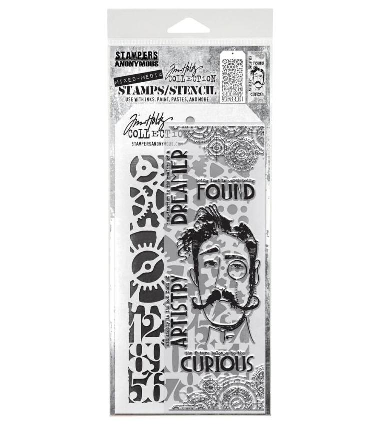 Stampers Anonymous - Stempelset & Schablone "Mixed Media #37" Clear Stamp & Stencil Design by Tim Holtz