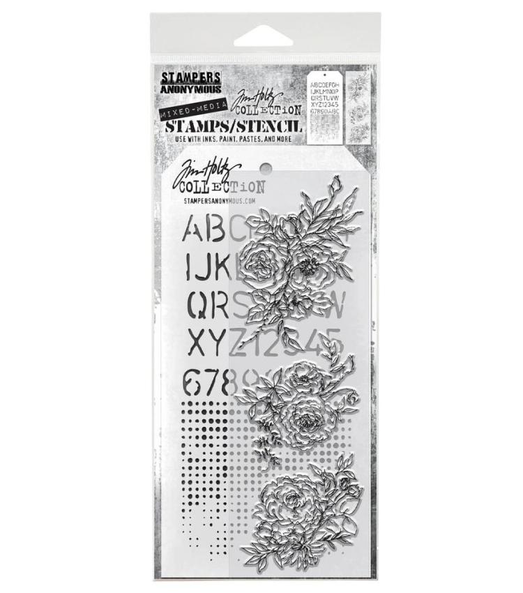 Stampers Anonymous - Stempelset & Schablone "Mixed Media #38" Clear Stamp & Stencil Design by Tim Holtz