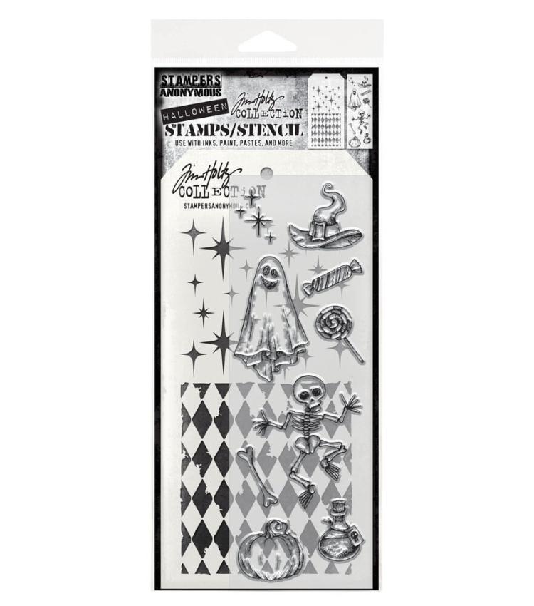 Stampers Anonymous - Stempelset & Schablone "Mixed Media #45" Clear Stamp & Stencil Design by Tim Holtz