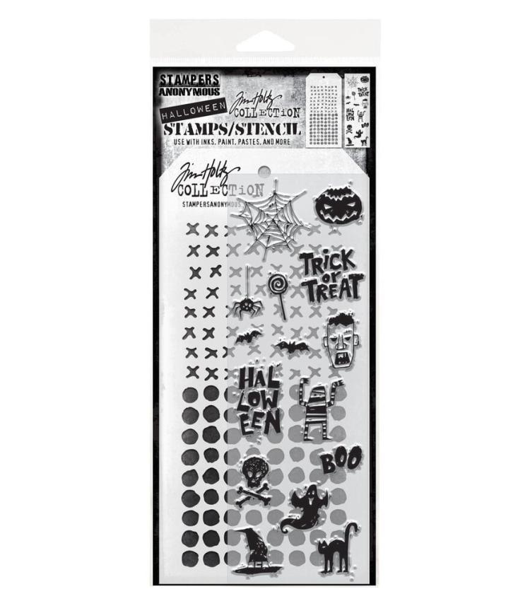 Stampers Anonymous - Stempelset & Schablone "Mixed Media #47" Clear Stamp & Stencil Design by Tim Holtz