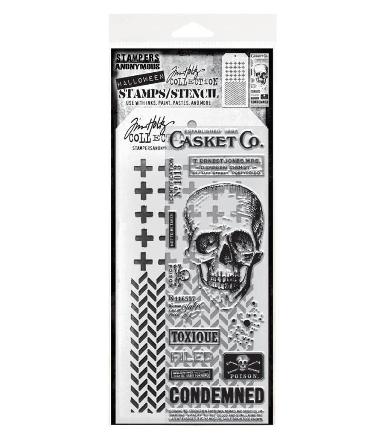 Stampers Anonymous - Stempelset & Schablone "Mixed Media #48" Clear Stamp & Stencil Design by Tim Holtz