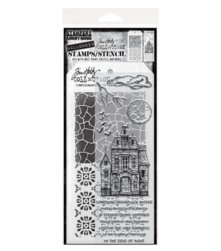 Stampers Anonymous - Stempelset & Schablone "Mixed Media #49" Clear Stamp & Stencil Design by Tim Holtz
