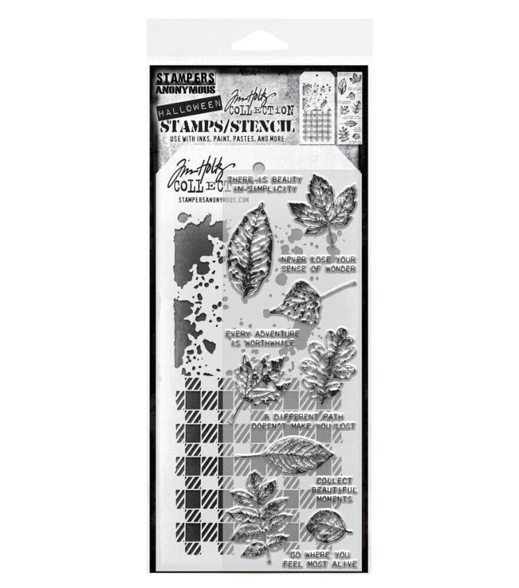 Stampers Anonymous - Stempelset & Schablone "Mixed Media #50" Clear Stamp & Stencil Design by Tim Holtz