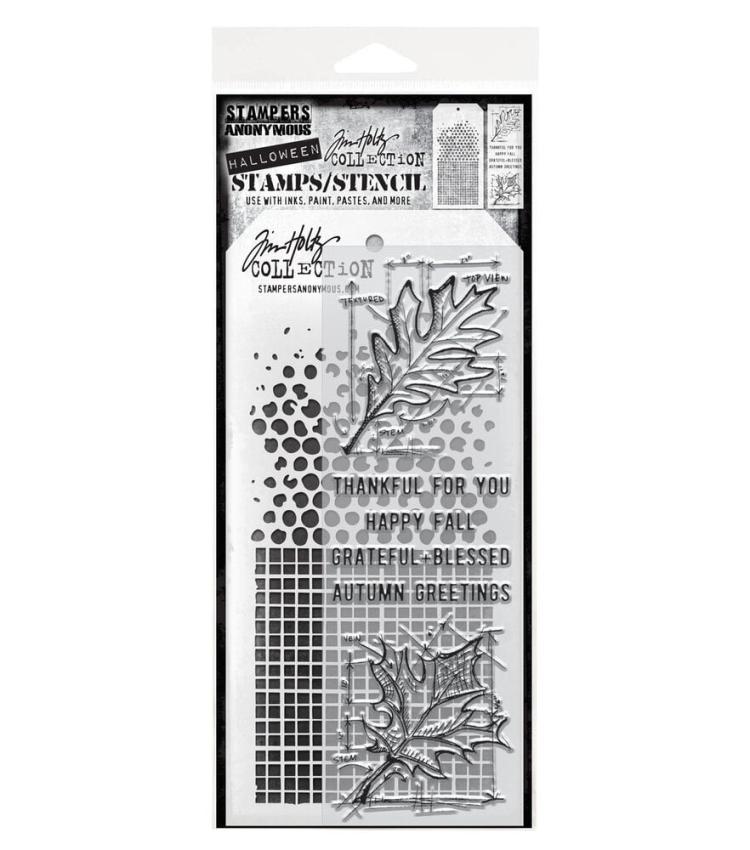 Stampers Anonymous - Stempelset & Schablone "Mixed Media #51" Clear Stamp & Stencil Design by Tim Holtz