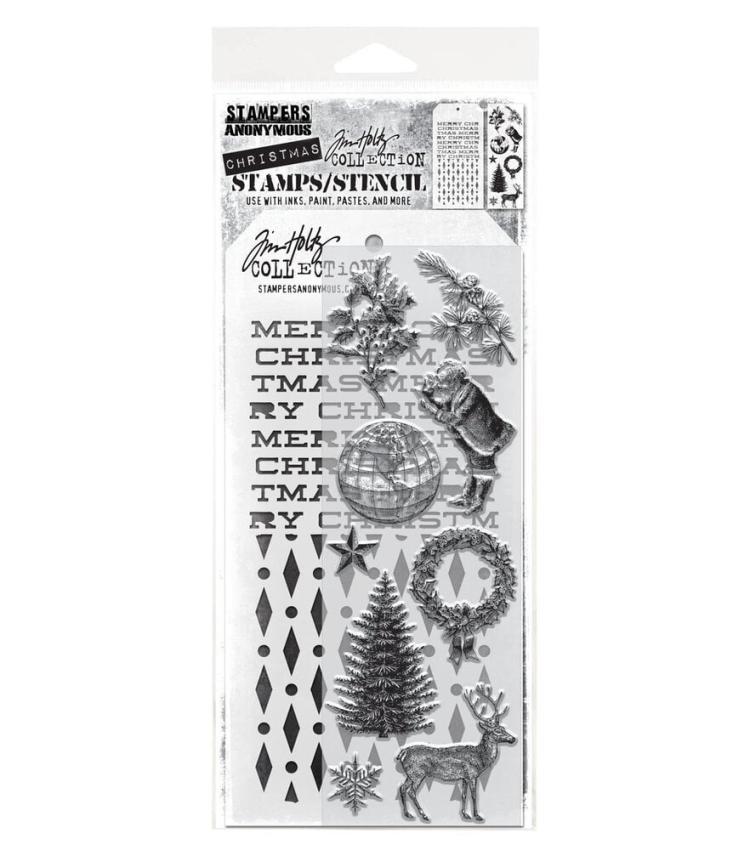 Stampers Anonymous - Stempelset & Schablone "Mixed Media #52" Clear Stamp & Stencil Design by Tim Holtz