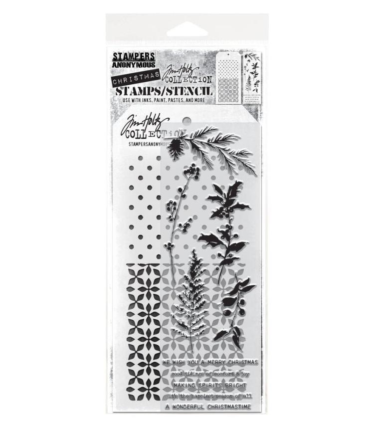 Stampers Anonymous - Stempelset & Schablone "Mixed Media #55" Clear Stamp & Stencil Design by Tim Holtz