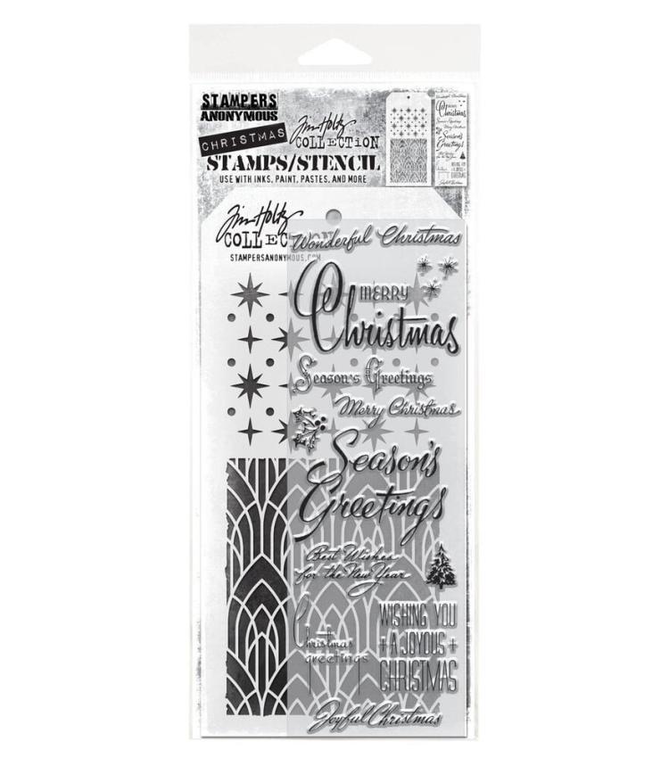 Stampers Anonymous - Stempelset & Schablone "Mixed Media #56" Clear Stamp & Stencil Design by Tim Holtz