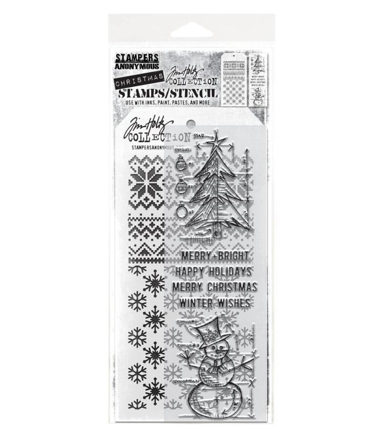Stampers Anonymous - Stempelset & Schablone "Mixed Media #58" Clear Stamp & Stencil Design by Tim Holtz